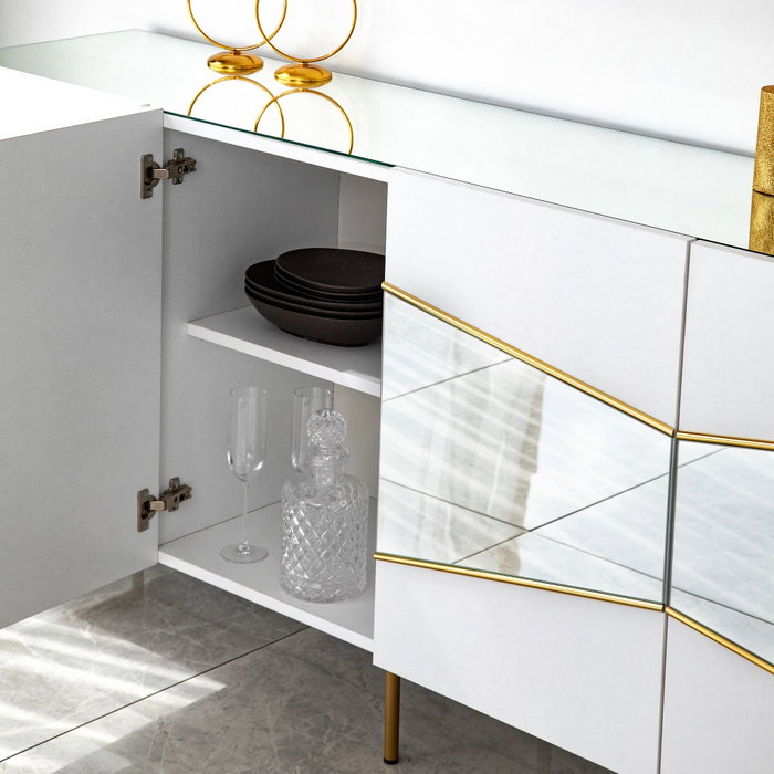 Hanah Home Consola Nice Blanco y Oro
